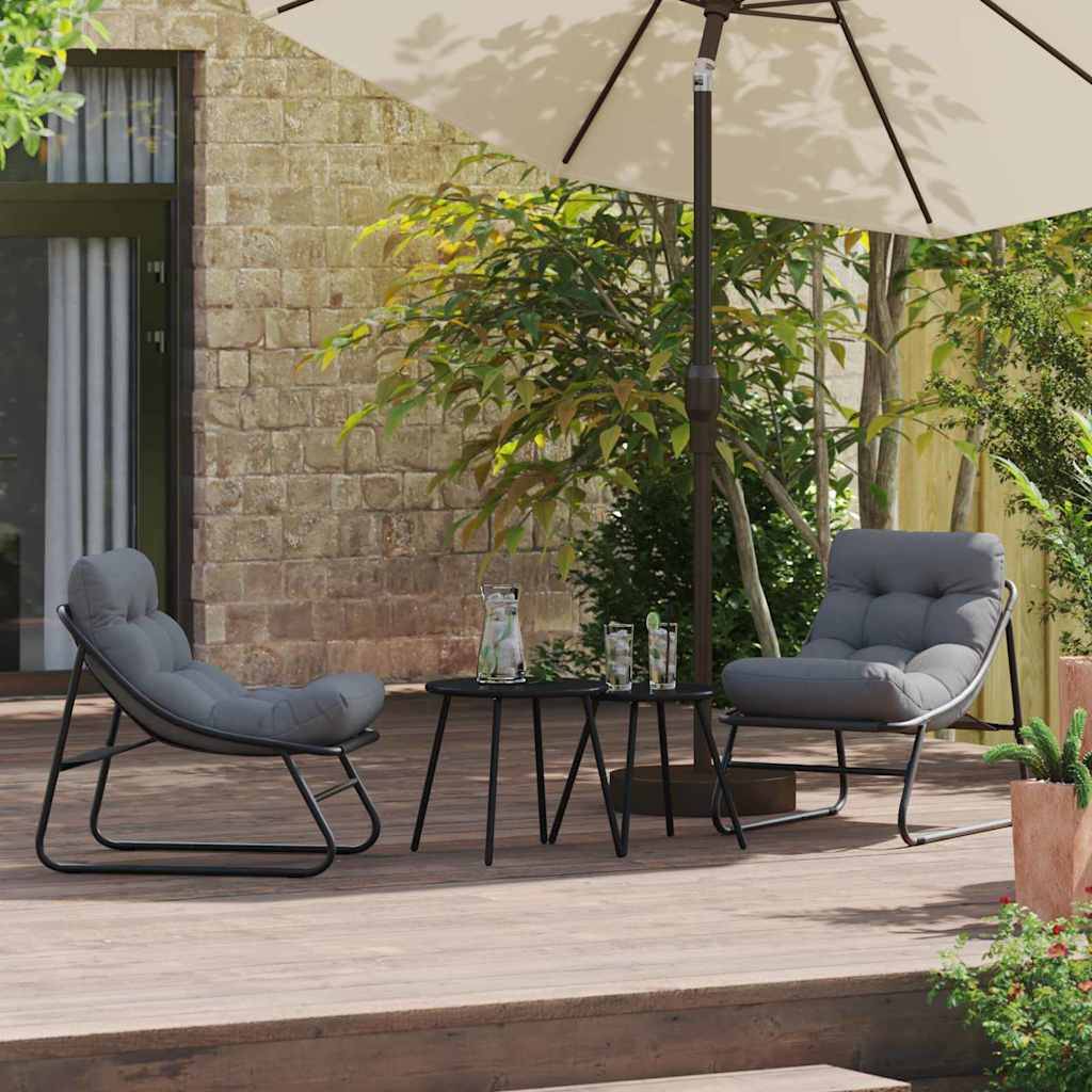 Mobilier de jardin avec coussin Noir 60,5 x 81 x 71 cm (2 pcs) - PANGIVO - Image 3