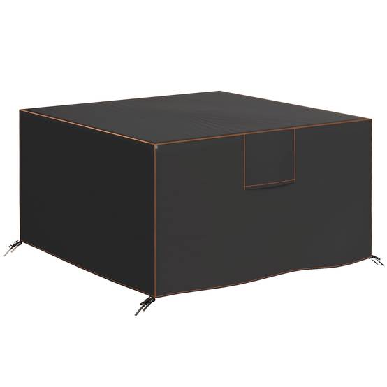 Housse de protection pour mobilier de jardin, résistante à l'hiver, imperméable et anti-UV, en tissu Oxford 420D, 125 x 125 x 74 cm, noire - Image 1