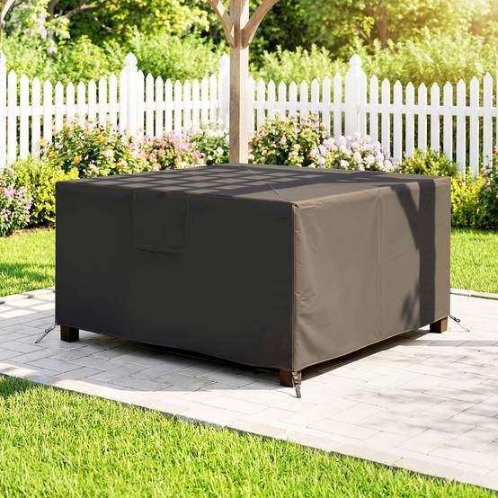 Housse de protection pour mobilier de jardin, résistante à l'hiver, imperméable et anti-UV, en tissu Oxford 420D, 125 x 125 x 74 cm, noire - Image 9