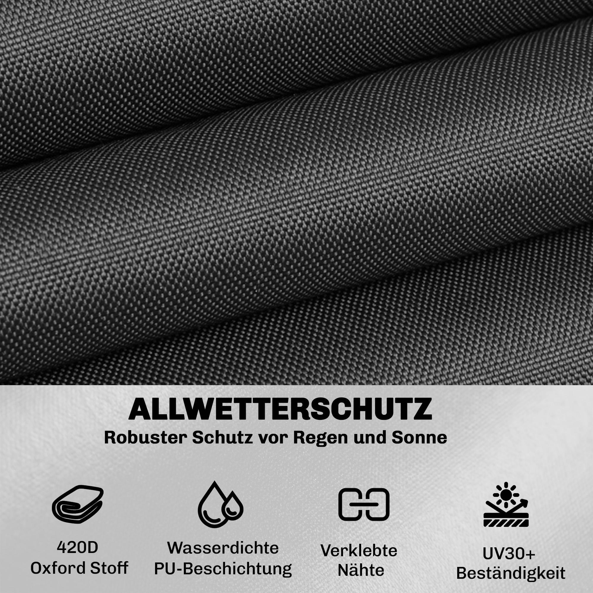 Housse de protection pour mobilier de jardin, résistante à l'hiver, imperméable et anti-UV, en tissu Oxford 420D, 125 x 125 x 74 cm, noire - Image 6