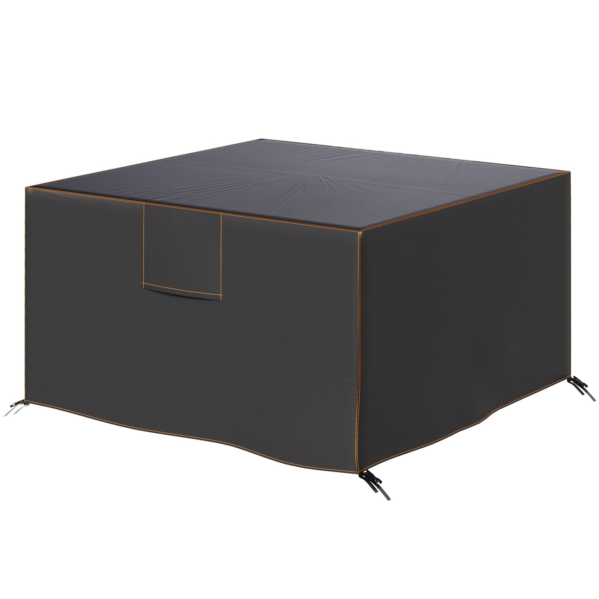 Housse de protection pour mobilier de jardin, résistante à l'hiver, imperméable et anti-UV, en tissu Oxford 420D, 125 x 125 x 74 cm, noire - Image 2