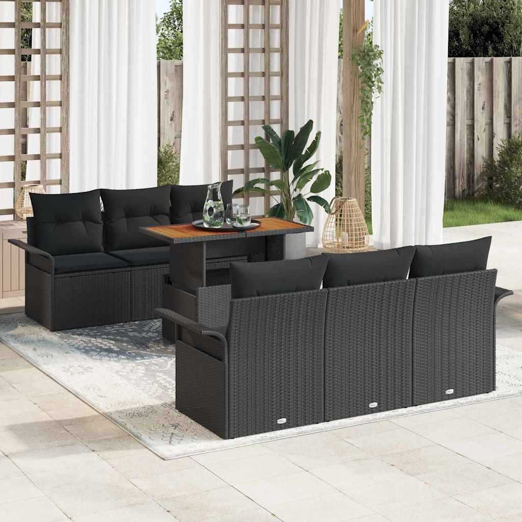 ComfortXL - Salon de jardin d'angle 7 pcs Poly rotin avec rangement intégré Noir – ComfortXL Outdoor Living - Image 1