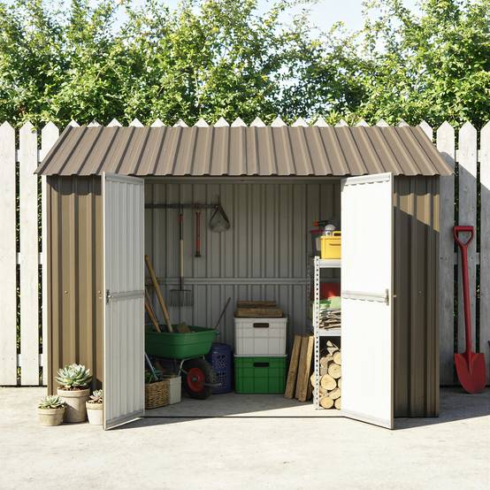 Lot 12 panneaux toit acier galvanisé 7m² abri outils remise 129x45cm marron - Image 9