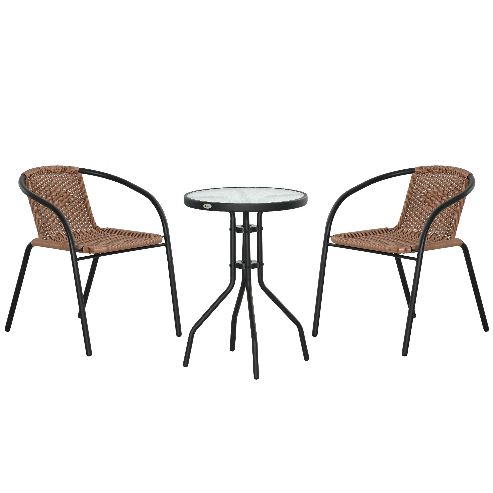 Outsunny - Ensemble bistro jardin style néo-rétro 2 places 3 pièces marron noir - Outsunny - Image 1