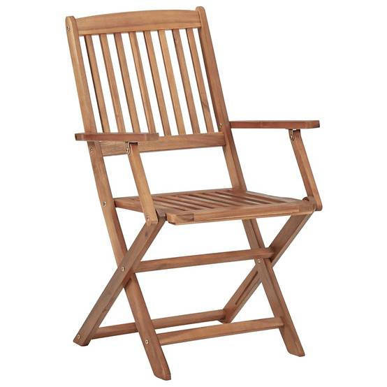 Chaises pliables jardin bois acacia gris avec coussins 54 x 61 x 88 cm - PANGIVO - Image 5