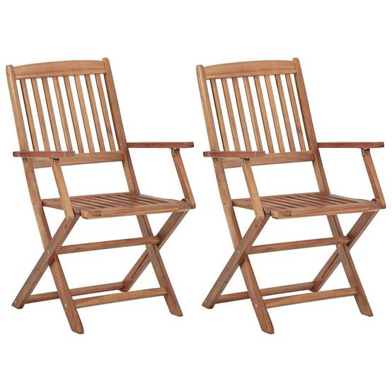 Chaises pliables jardin bois acacia gris avec coussins 54 x 61 x 88 cm - PANGIVO - Image 3