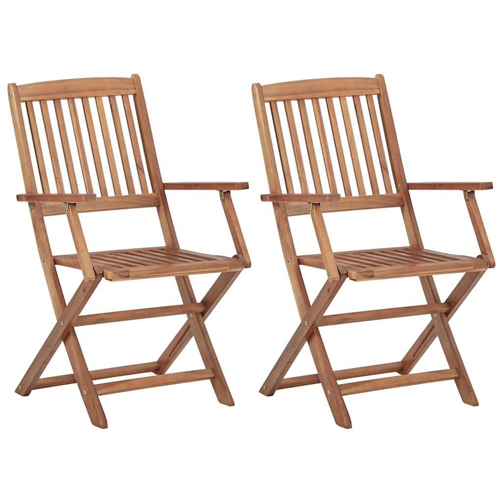 Chaises pliables jardin bois acacia gris avec coussins 54 x 61 x 88 cm - PANGIVO - Image 3