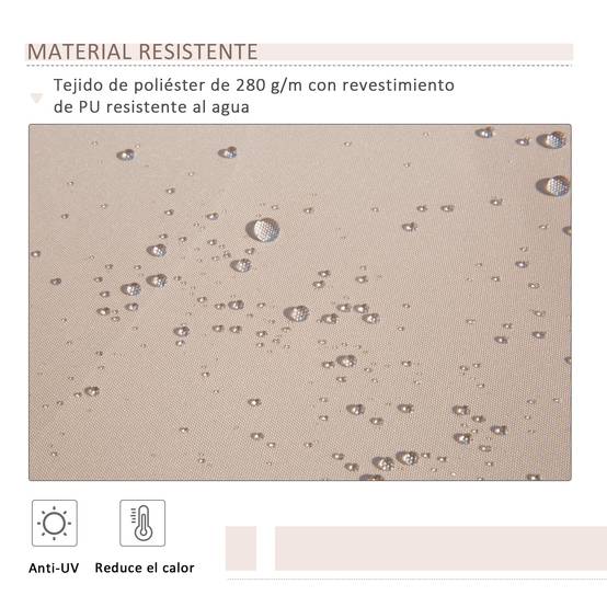 Store banne rétractable manuel 295 x 200 cm avec manivelle métallique, imperméable et anti-UV pour terrasse de jardin, beige - Image 6