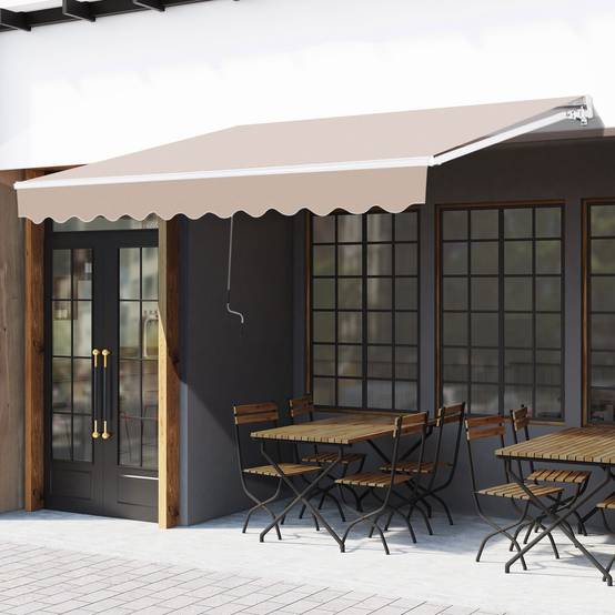 Store banne rétractable manuel 295 x 200 cm avec manivelle métallique, imperméable et anti-UV pour terrasse de jardin, beige - Image 3