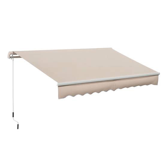 Store banne rétractable manuel 295 x 200 cm avec manivelle métallique, imperméable et anti-UV pour terrasse de jardin, beige - Image 1