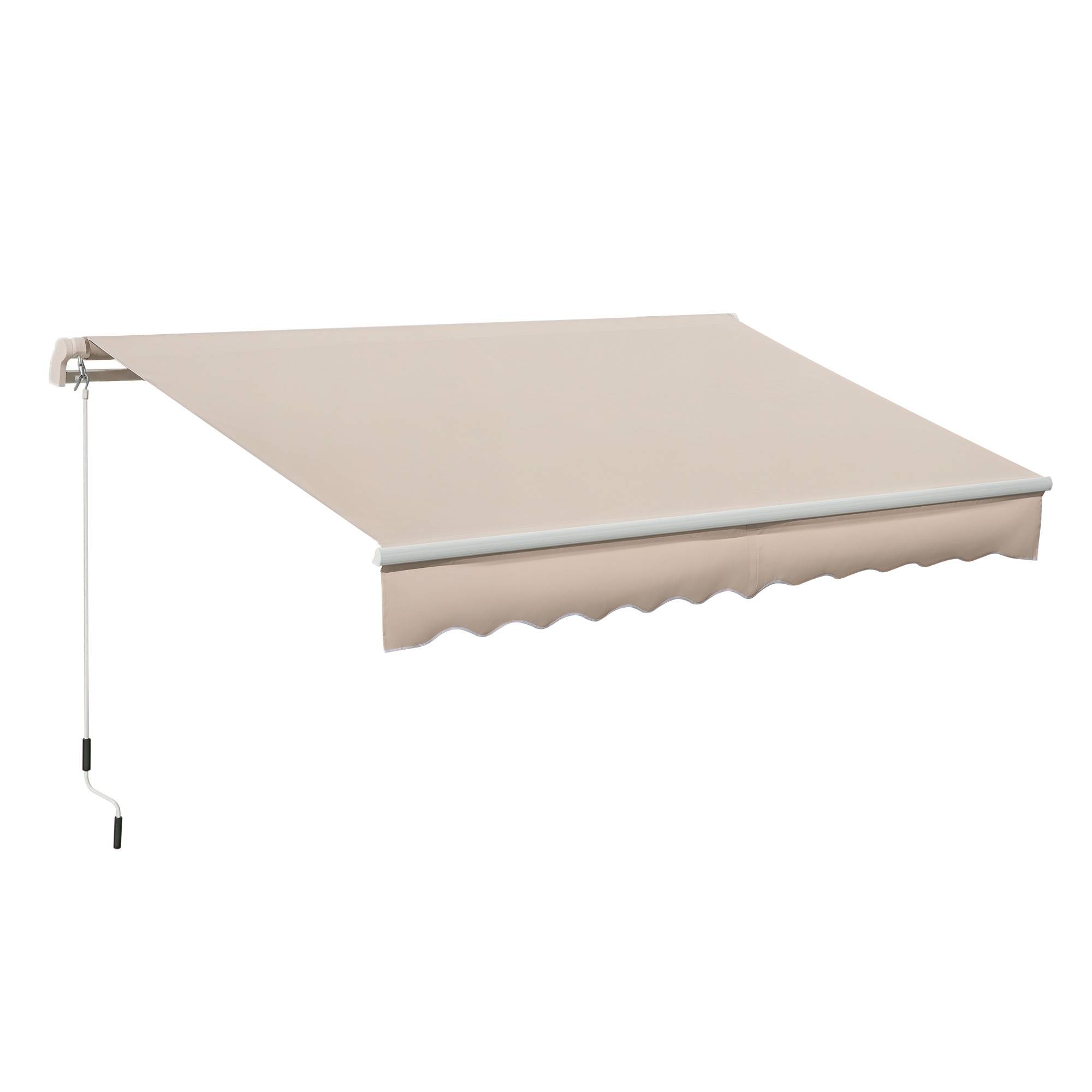 Store banne rétractable manuel 295 x 200 cm avec manivelle métallique, imperméable et anti-UV pour terrasse de jardin, beige - Image 1