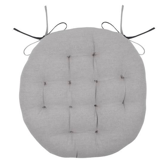 Lovely Casa - Galette de chaise ronde et bicolore - LOVELY CASA - Coton - Gris anthracite - Image 2