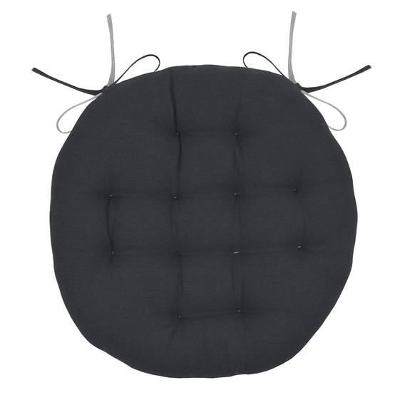 Lovely Casa - Galette de chaise ronde et bicolore - LOVELY CASA - Coton - Gris anthracite - Image 1