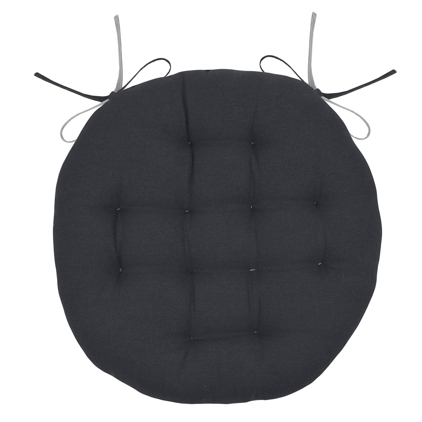 Lovely Casa - Galette de chaise ronde et bicolore - LOVELY CASA - Coton - Gris anthracite - Image 1