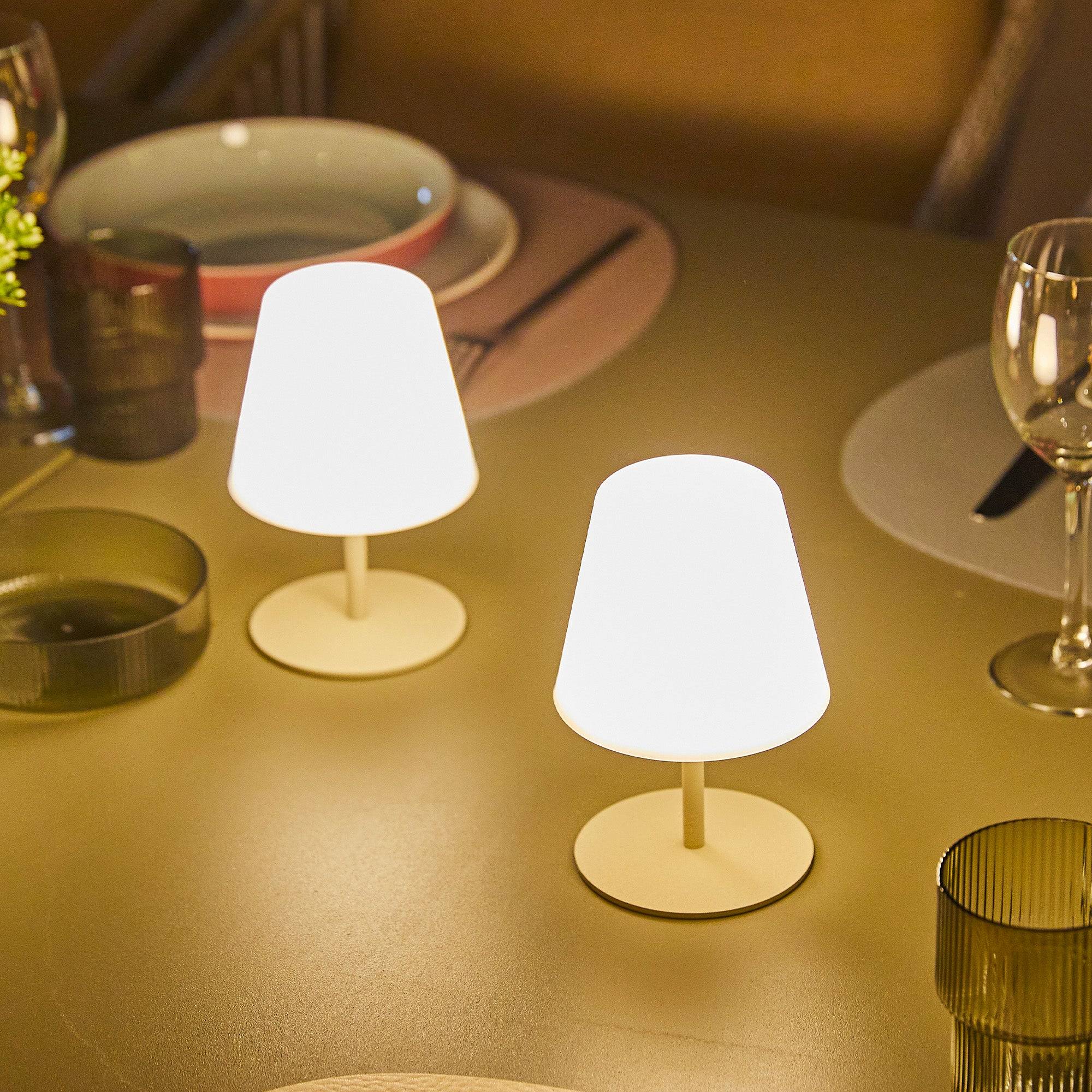 Lumisky - 2 Lampes de table sans fil TWINS Sable H16cm - Image 3