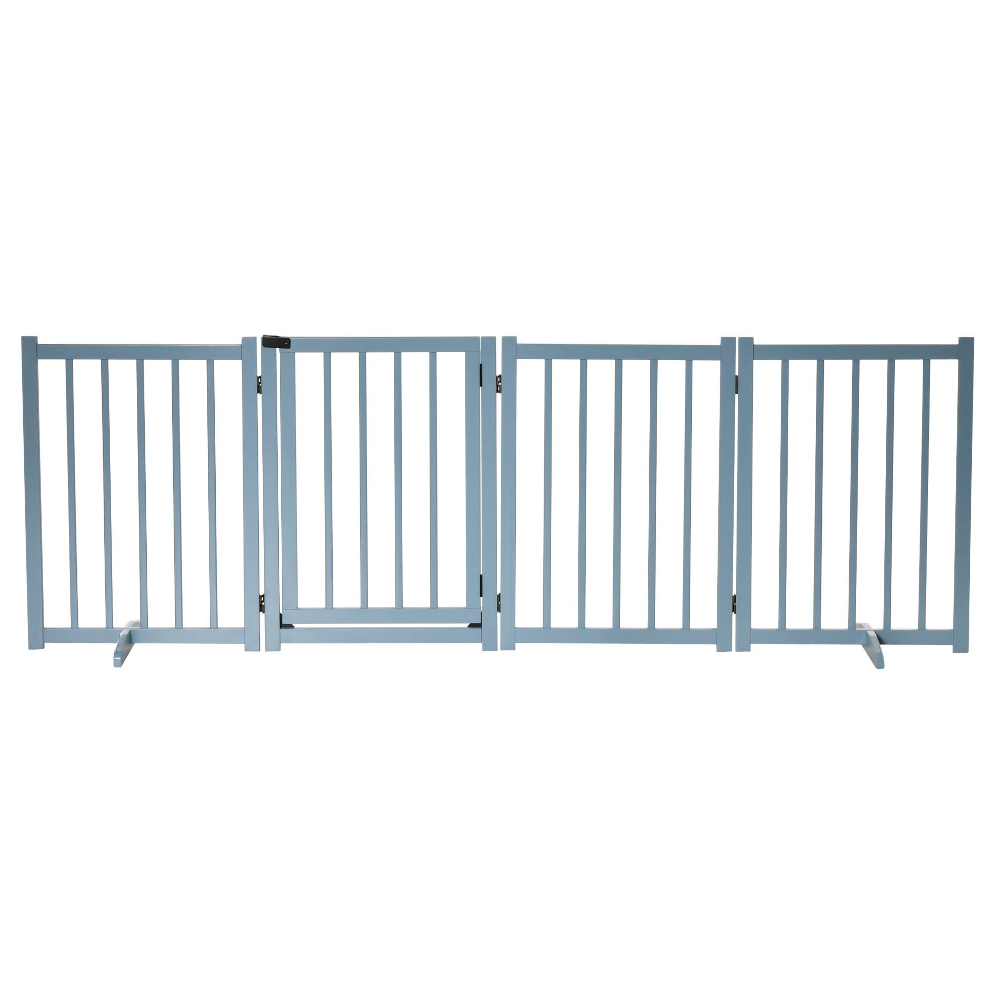 Sans Marque - Barrière pliable petits moyens chiens 4 panneaux bois porte 237,5x36x80 cm grise - Image 2