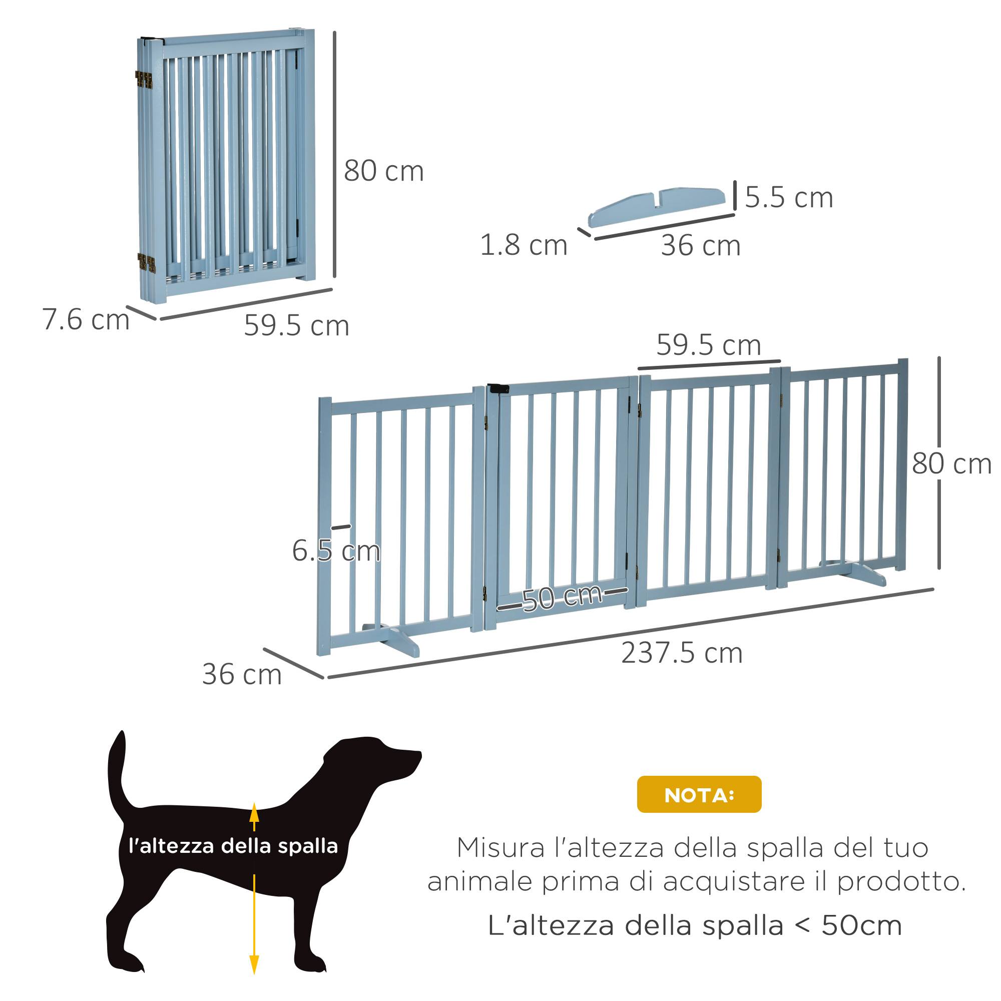 Sans Marque - Barrière pliable petits moyens chiens 4 panneaux bois porte 237,5x36x80 cm grise - Image 5
