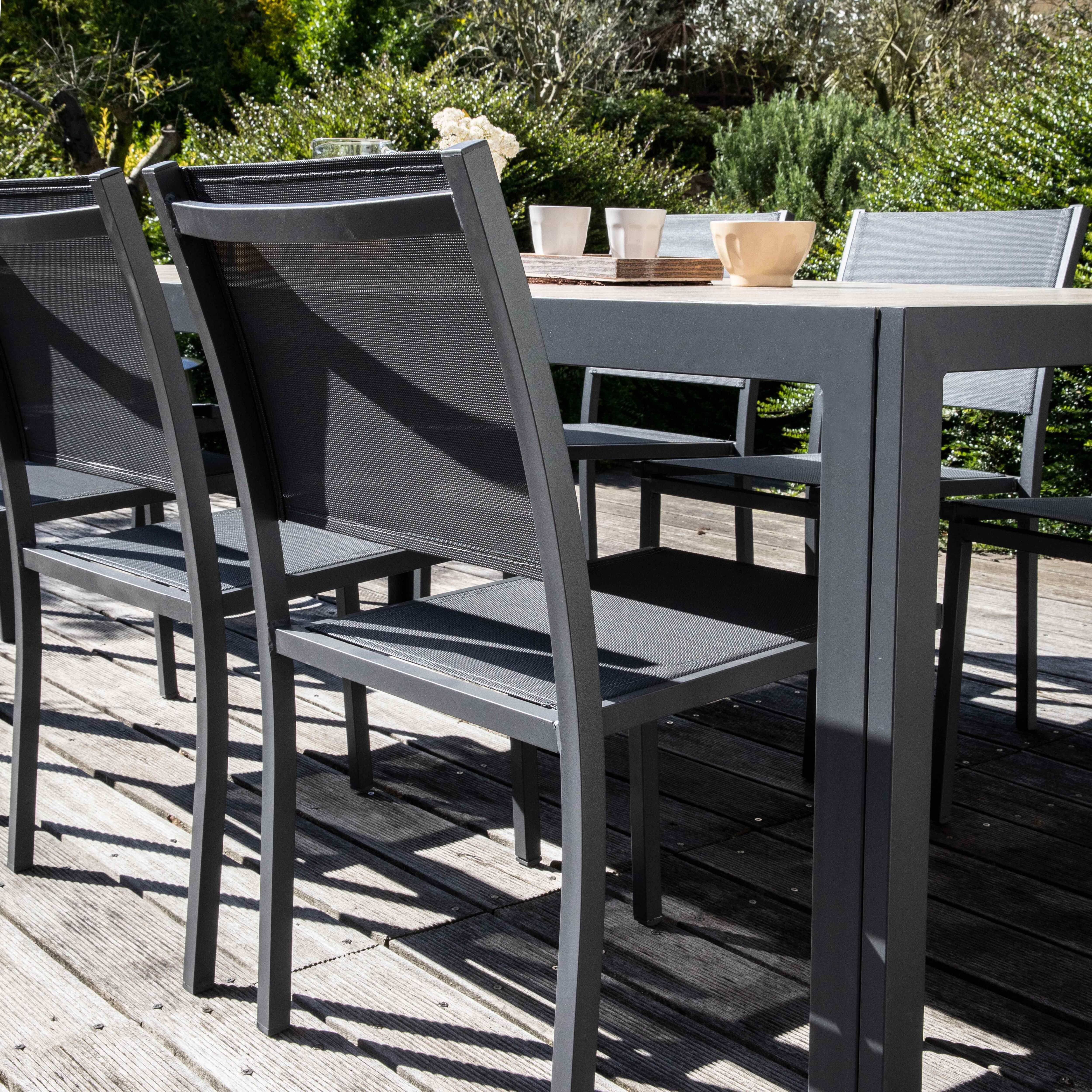 Oviala - Lot de 2 chaises de jardin aluminium et textilène gris Nice - Oviala - Image 4