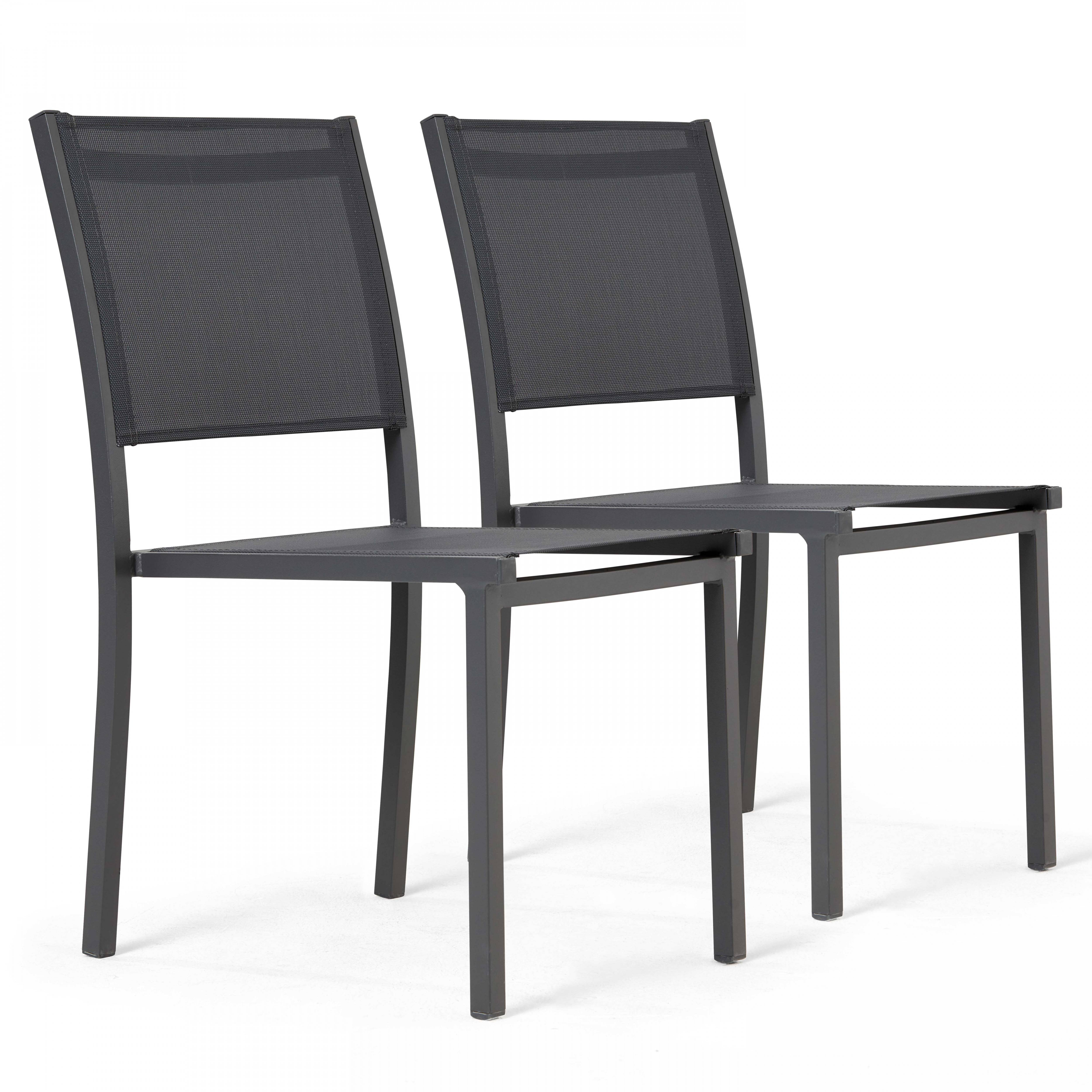 Oviala - Lot de 2 chaises de jardin aluminium et textilène gris Nice - Oviala - Image 1