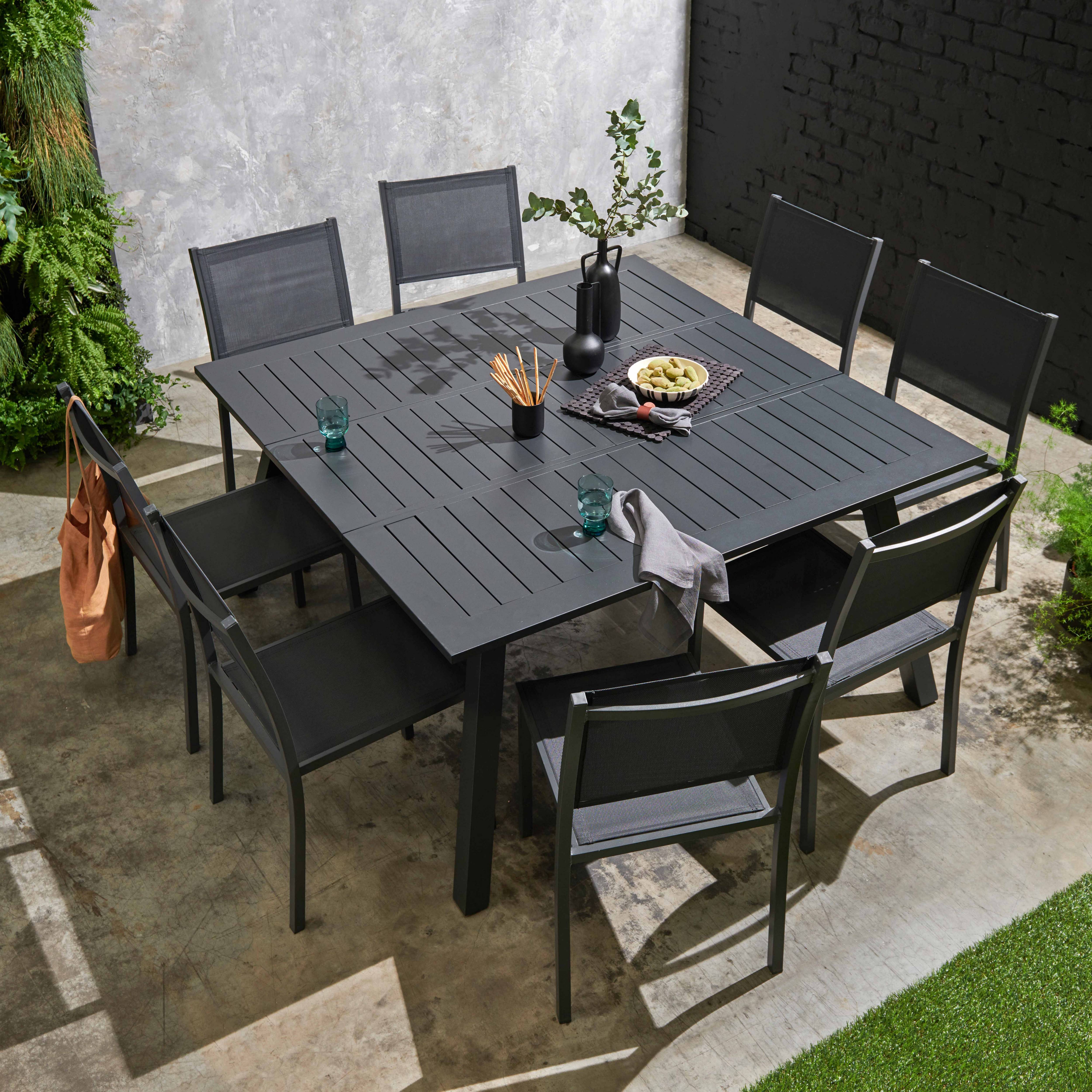 Oviala - Lot de 2 chaises de jardin aluminium et textilène gris Nice - Oviala - Image 5