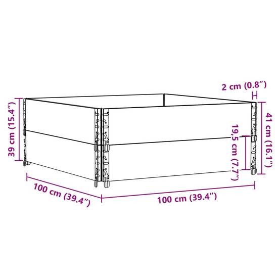 Jardinière bois de pin massif gris 100 x 100 x 41 cm - PANGIVO - Image 7