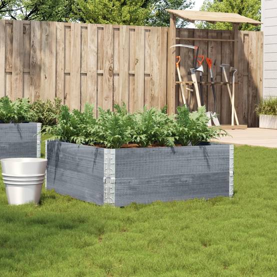 Jardinière bois de pin massif gris 100 x 100 x 41 cm - PANGIVO - Image 1