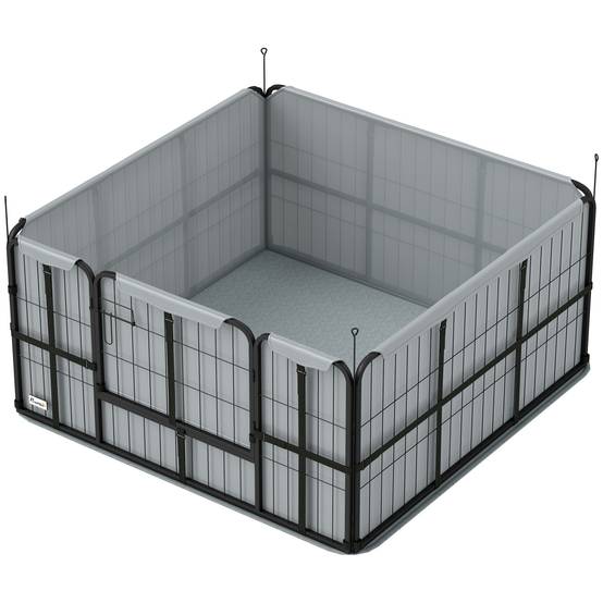 Caisse mise bas chien acier intérieur évolutif tapis lavable 122x122cm noir - ComfortXL Outdoor Living - Image 2