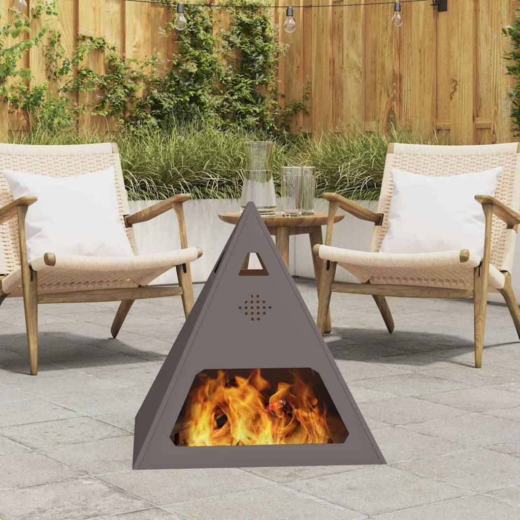 ComfortXL - Brasero pyramide foyer de jardin en acier design moderne 51 cm Noir – ComfortXL Outdoor Living - Image 1