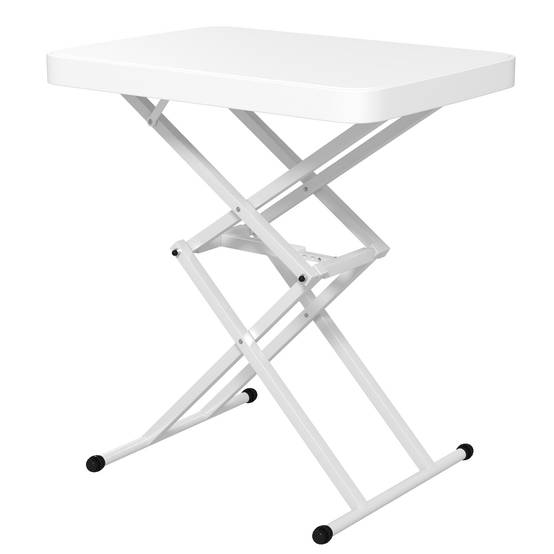 Outsunny - Table d'appoint de jardin pliable hauteur réglable sur 5 niveaux HDPE blanc - Image 5