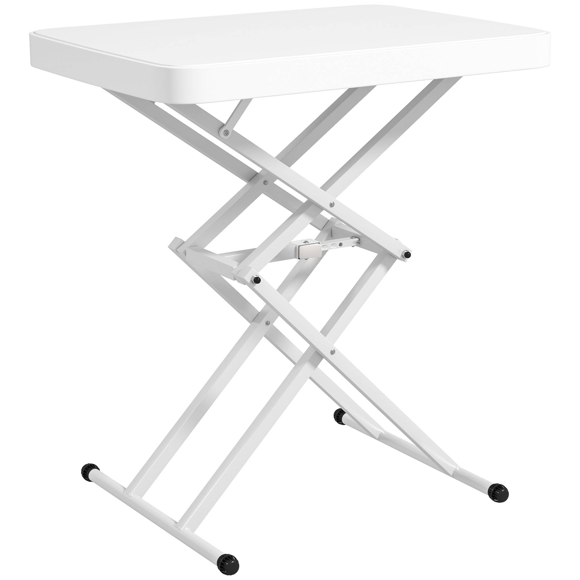 Outsunny - Table d'appoint de jardin pliable hauteur réglable sur 5 niveaux HDPE blanc - Image 1