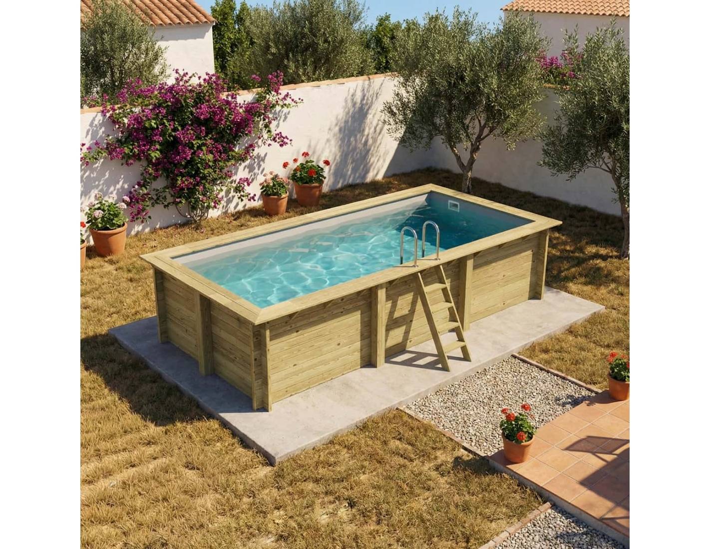 Altanka - Piscine hors sol en bois AQUA 6.1 x 2.85 - H.1.31 m, gris clair, cadre en métal - sans dalle - BAS7307OSPU2 - ALTANKA - Image 2