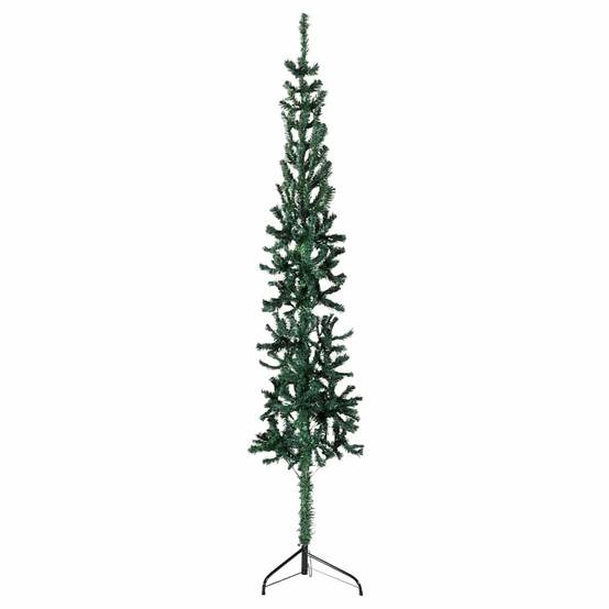 Demi Sapin de Noël | Arbre de Noël artificiel mince avec support Vert 180 cm Maison Chic - Image 2