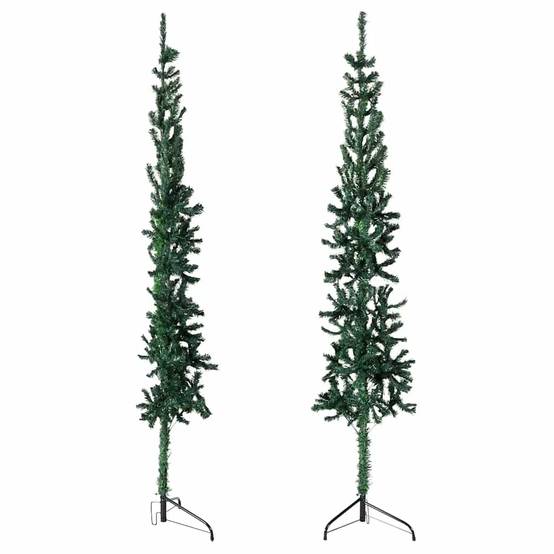 Demi Sapin de Noël | Arbre de Noël artificiel mince avec support Vert 180 cm Maison Chic - Image 3