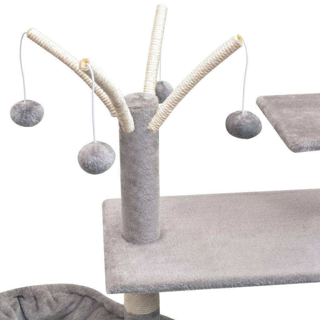 Helloshop26 - Arbre à chat griffoir grattoir niche jouet animaux peluché en sisal 125 cm gris - Image 4