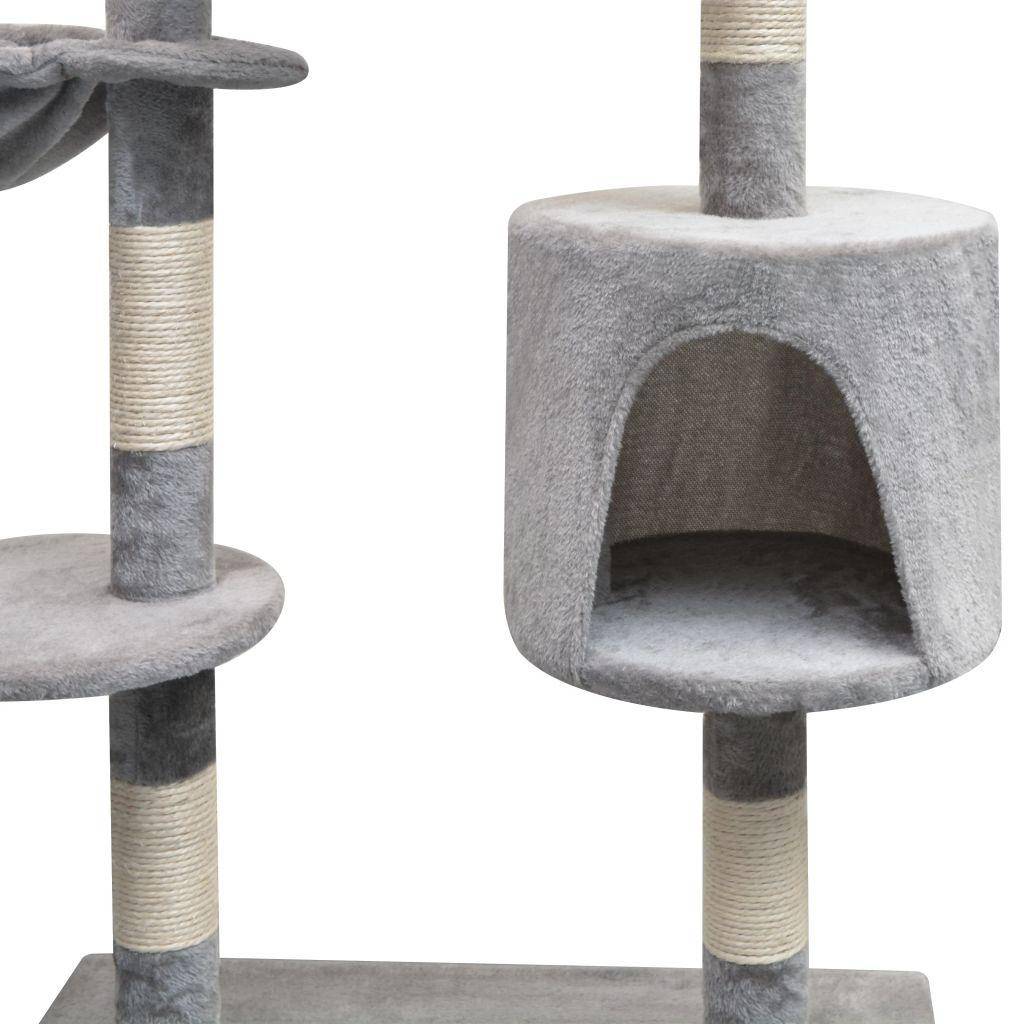 Helloshop26 - Arbre à chat griffoir grattoir niche jouet animaux peluché en sisal 125 cm gris - Image 3