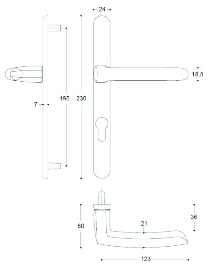 Ensemble sur plaque étroite 24 mm Scult Clé i BEZAULT platine - 204426 - Image 2