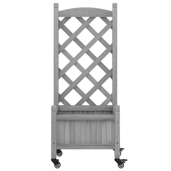 Jardinière avec treillis bois de sapin gris 40 x 30 x 97.5 cm - PANGIVO - Image 4