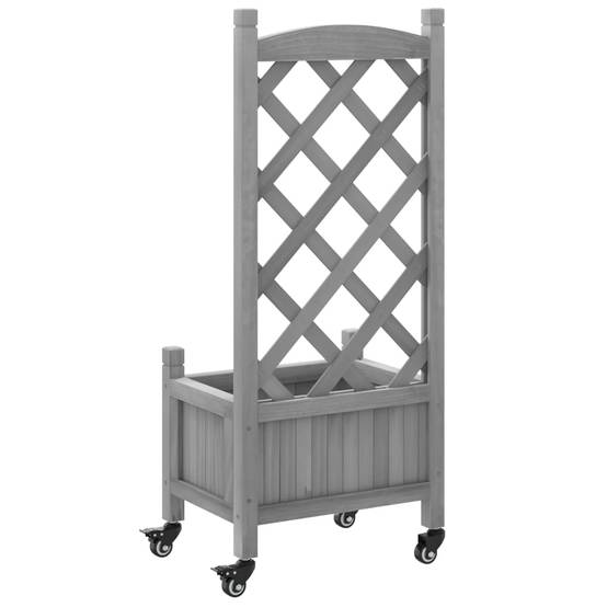 Jardinière avec treillis bois de sapin gris 40 x 30 x 97.5 cm - PANGIVO - Image 6