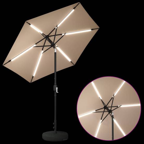 Parasol polyester taupe 226 x 226 x 228 cm - PANGIVO - Image 4