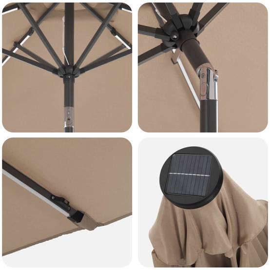 Parasol polyester taupe 226 x 226 x 228 cm - PANGIVO - Image 6