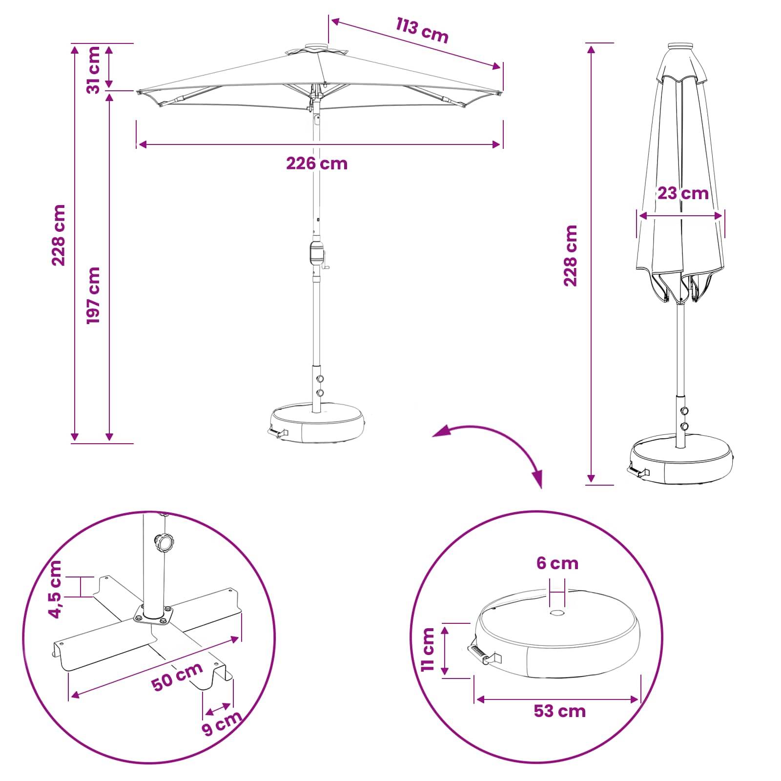 Parasol polyester taupe 226 x 226 x 228 cm - PANGIVO - Image 8