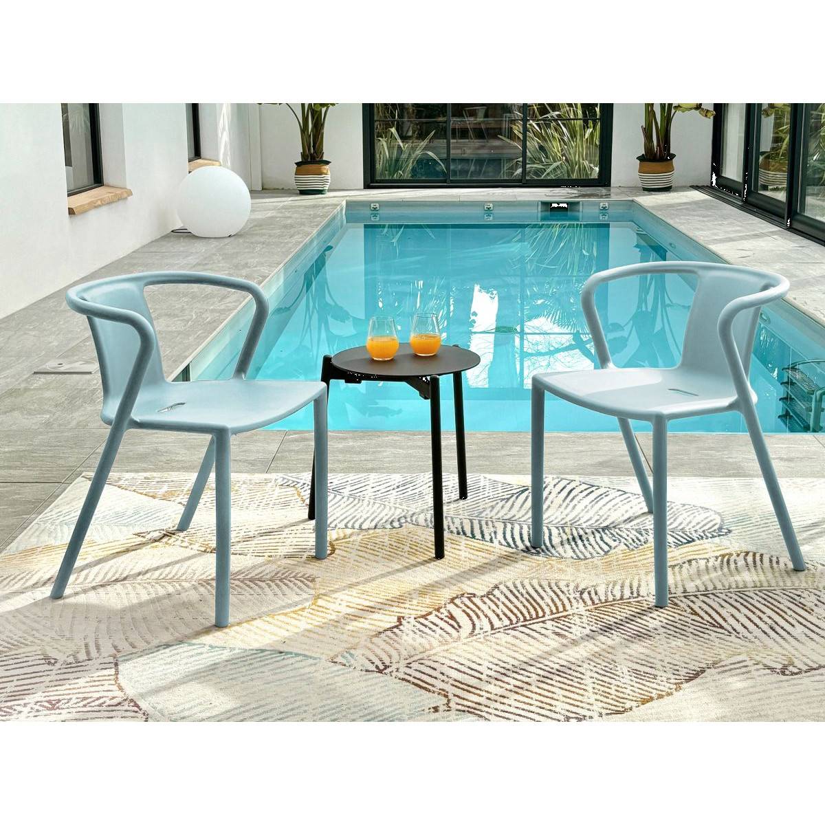 Paris Prix - Fauteuil de Jardin Empilable "Diego" 72cm Bleu Azur - Image 7