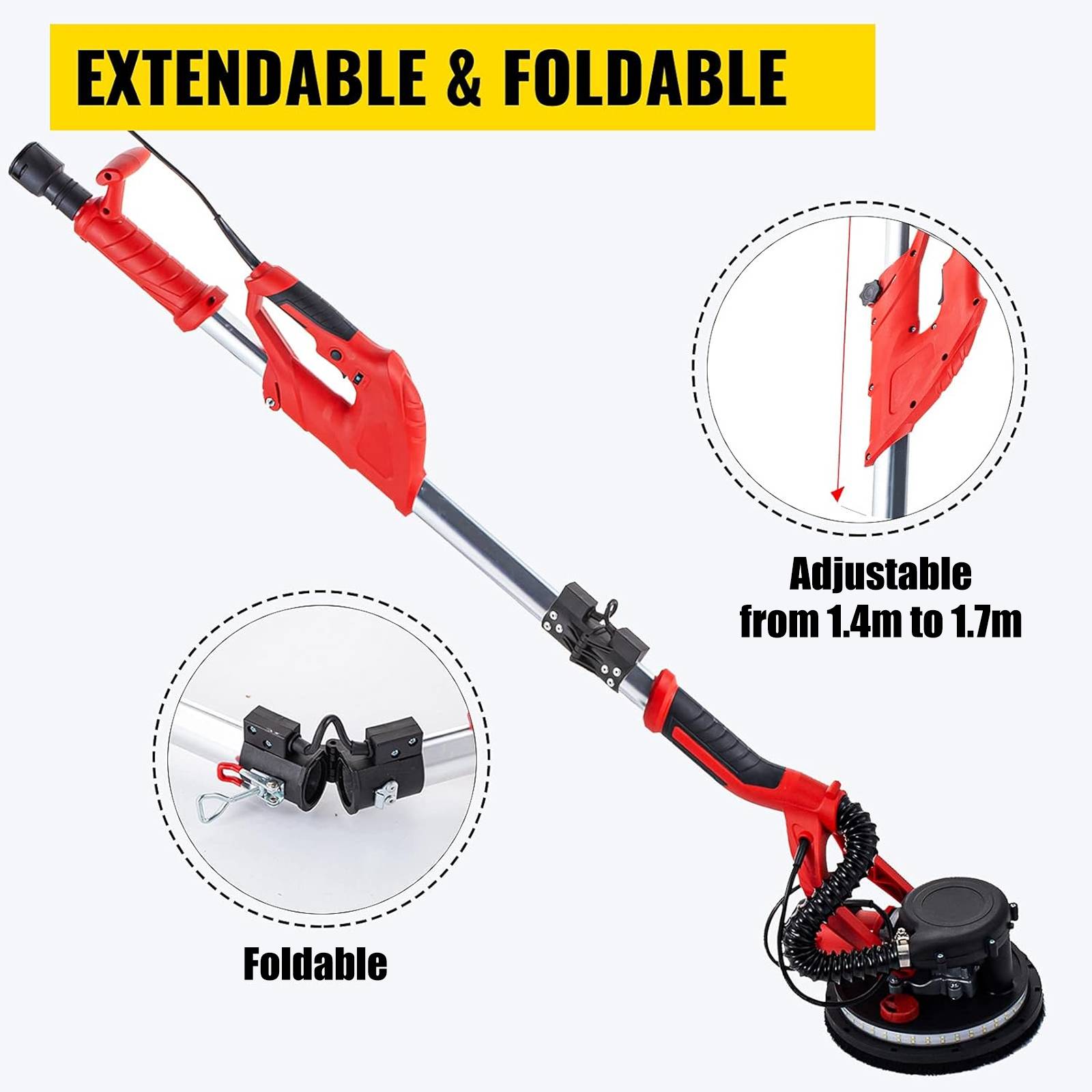 VEVOR Ponceuse orbitale filaire 850W, excentrique à LED éclairage 360°, pour meulage/ponçage pro. - Image 4