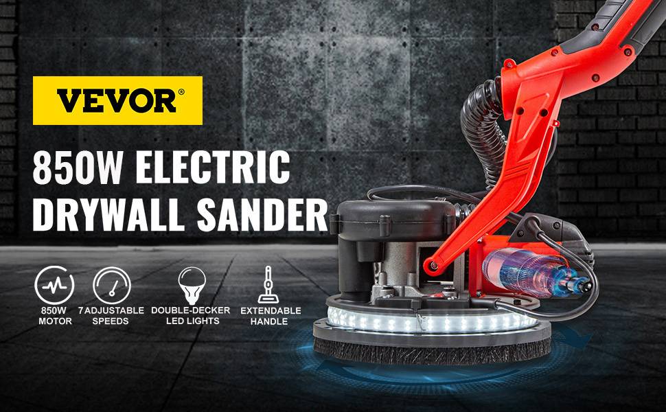 VEVOR Ponceuse orbitale filaire 850W, excentrique à LED éclairage 360°, pour meulage/ponçage pro. - Image 8