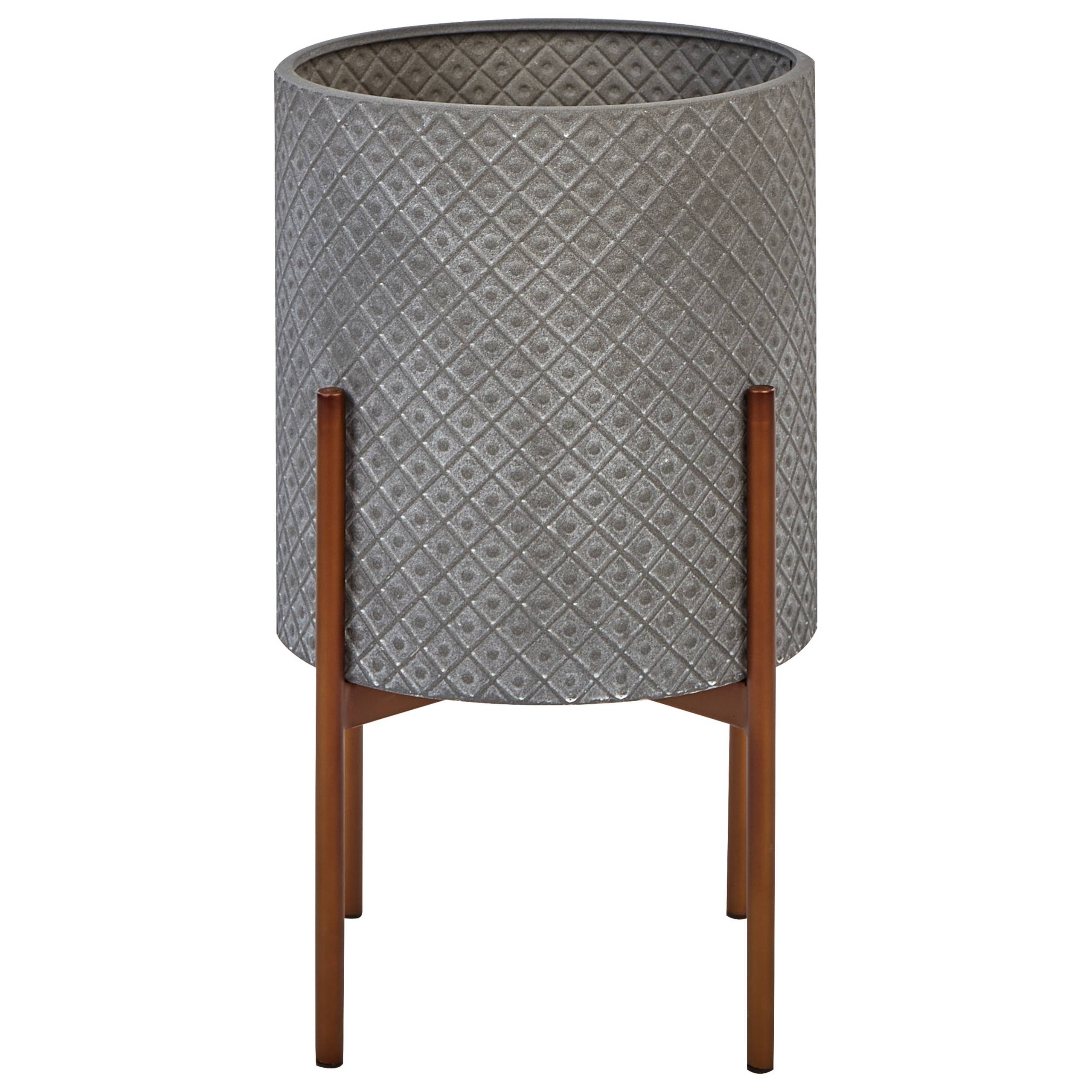Beliani - Pot de Fleurs Gris en Métal 31 x 31 x 52 cm Extérieur Intérieur Style Moderne Industriel - Image 1