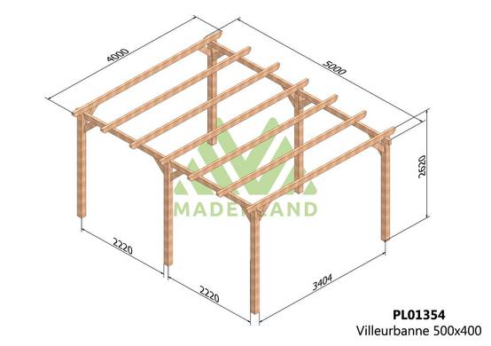 Resol - Pergola bois VILLEURBANNE • 500x400 cm • très résistant • lamellé-collé - Image 2