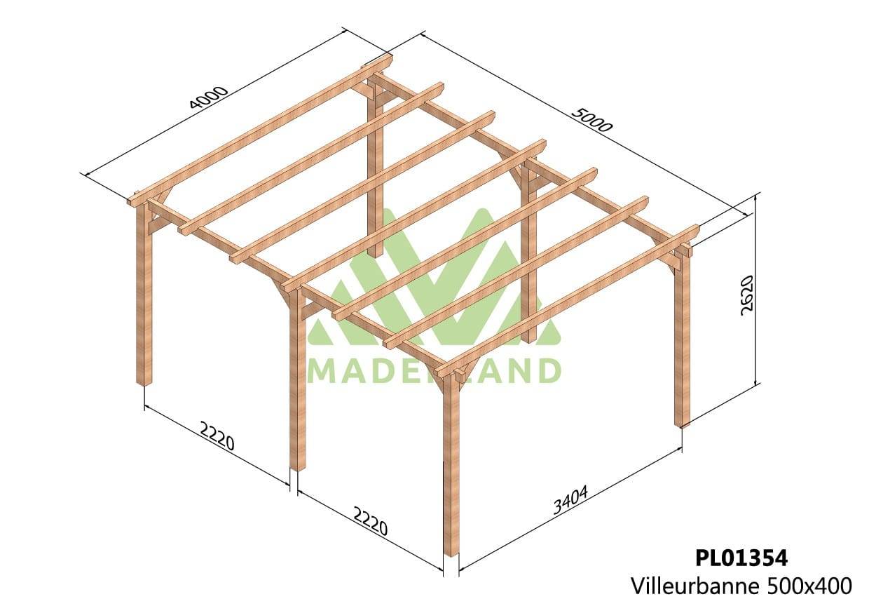 Resol - Pergola bois VILLEURBANNE • 500x400 cm • très résistant • lamellé-collé - Image 2