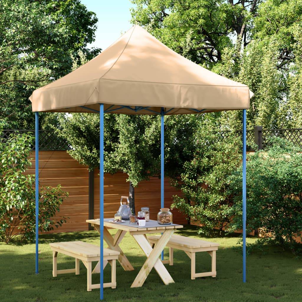 Barnum Pliant 2x2 m Acier Tente de Stand Pop-Up pour Marché et Plage Beige – ComfortXL Outdoor Living - Image 1