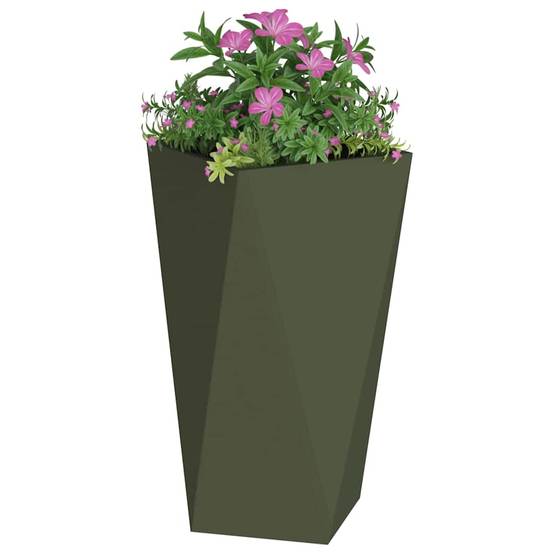 Jardinière acier vert olive 40 x 40 x 75 cm - PANGIVO - Image 3