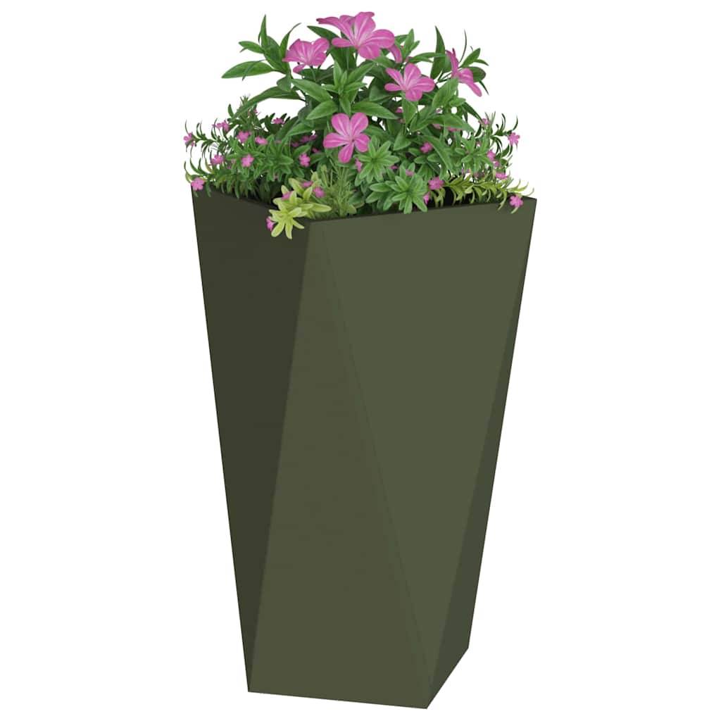 Jardinière acier vert olive 40 x 40 x 75 cm - PANGIVO - Image 3